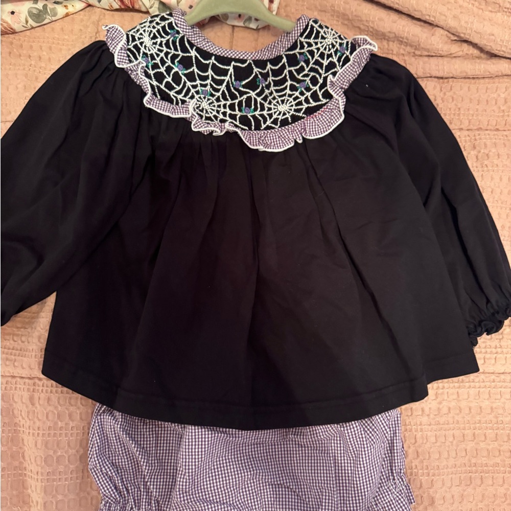 Purple Smocks Spiderweb long sleeve bloomer smock set